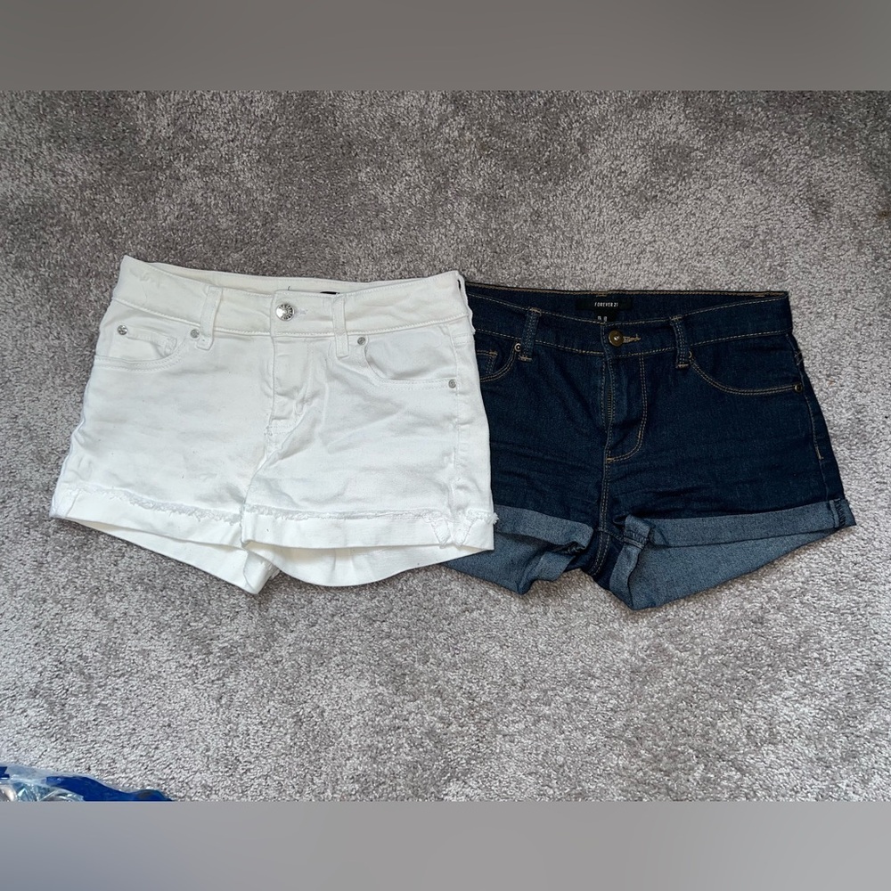 Denim Shorts Bundle - White and Dark Blue